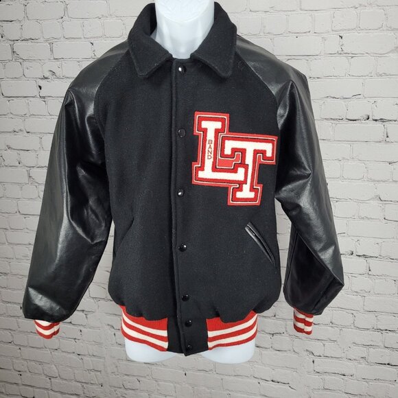 Awards USA Black Retro Letterman Varsity Band Jacket USA Made Size Medium M - Picture 1 of 11
